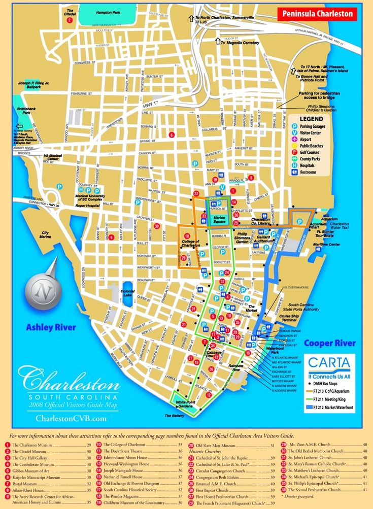 Charleston Tourist Map South Carolina Vacation Charleston 