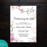 Cherry Blossoms Butterfly Funeral Announcement Celebration Etsy