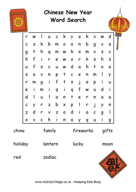 Chinese New Year Word Search