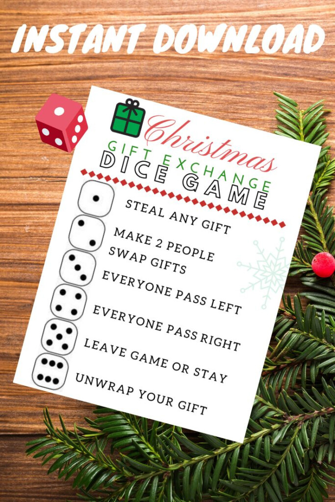 Christmas Gift Exchange Dice Game Printable Christmas Gift Games 