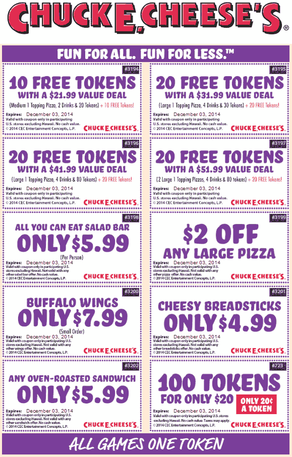 Chuck E Cheese July 2022 Coupons And Promo Codes 