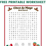 Cinco De Mayo Word Search Printable Worksheet With 18 Words To Find A