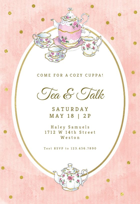 Classic Tea Set Party Invitation Template Free Greetings Island 