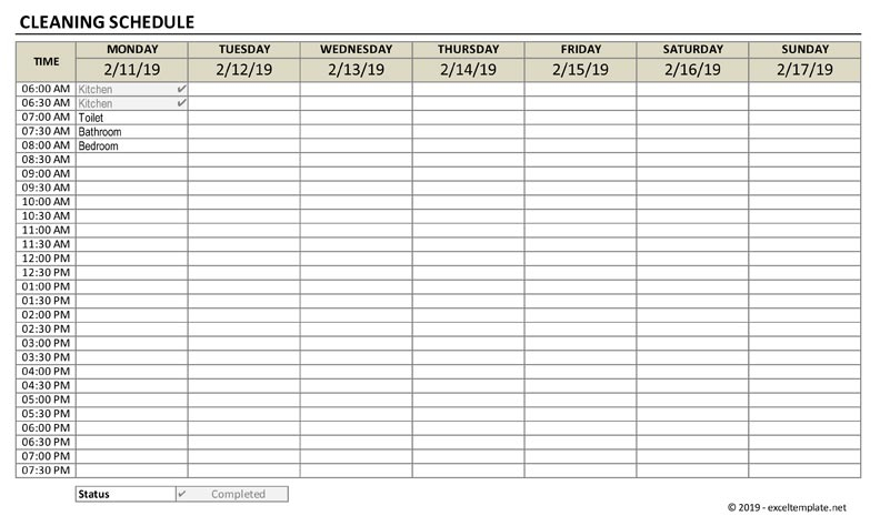 Cleaning Schedule Template ExcelTemplate