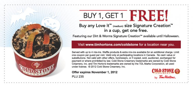 Cold Stone Creamery Canada Buy Any Love It Size Signature Creation 