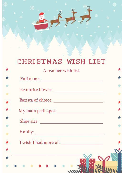 Colorful Christmas Wish List Templates For Students Teachers Surprise 