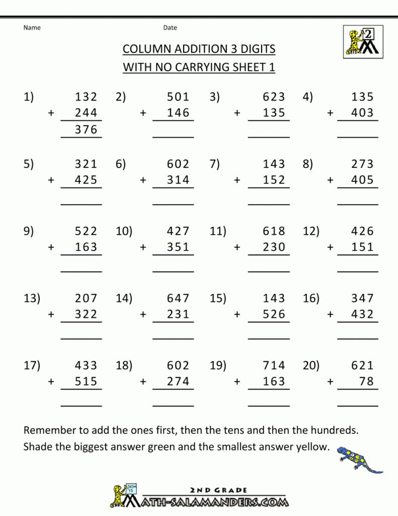 Column Method Addition Worksheets Worksheet Hero