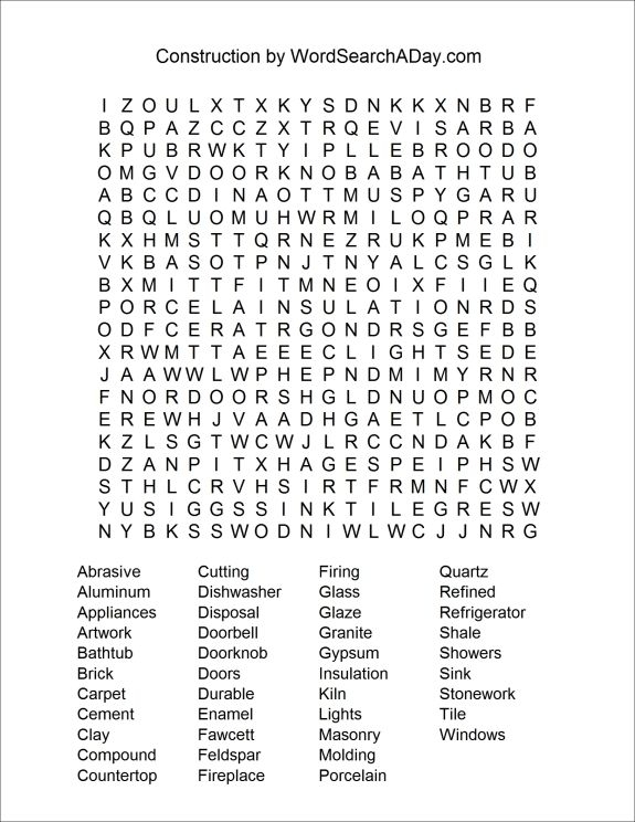 Construction Word Search Worksheets 99Worksheets