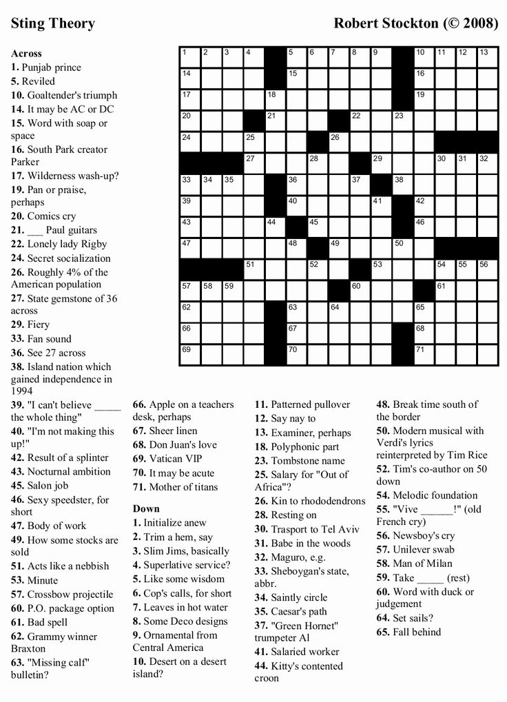 Contemporary York Moments Sunday Crossword Printable For Fresh New York 