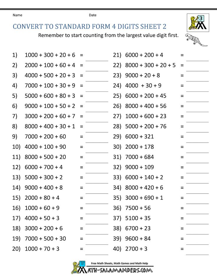 Convert To Standard Form Sheet 2 3rd Grade Math Worksheets Free 
