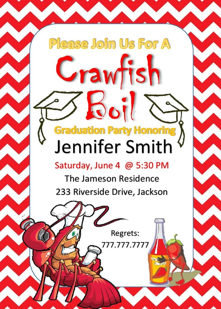 Crawfish Boil Invitation Graduation Party Invitation Red Etsy