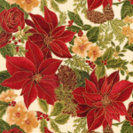 Cream Allover Poinsettias Christmas Cotton Fabric JOANN