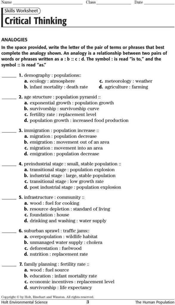 Critical Thinking Analogies Skills Worksheet Pdf Db excel