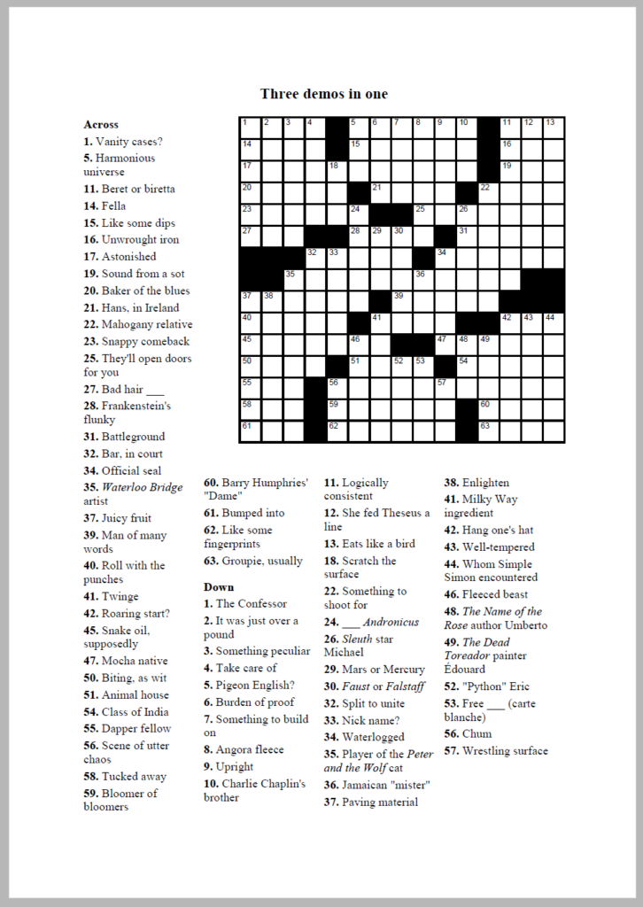 Crossword Compiler Features