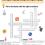 Crossword Puzzle Inventions Worksheet