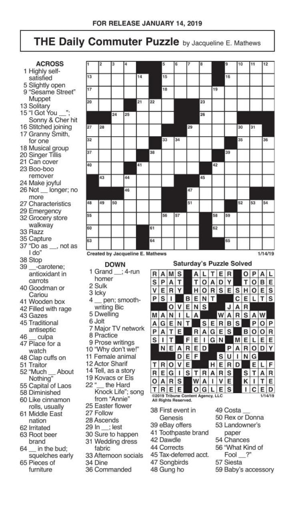 Free printable crosswords with answers