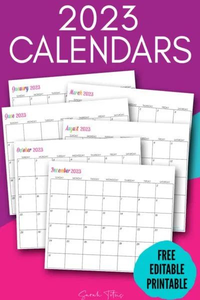 Custom Editable 2023 Free Printable Calendars Calendar Printables 