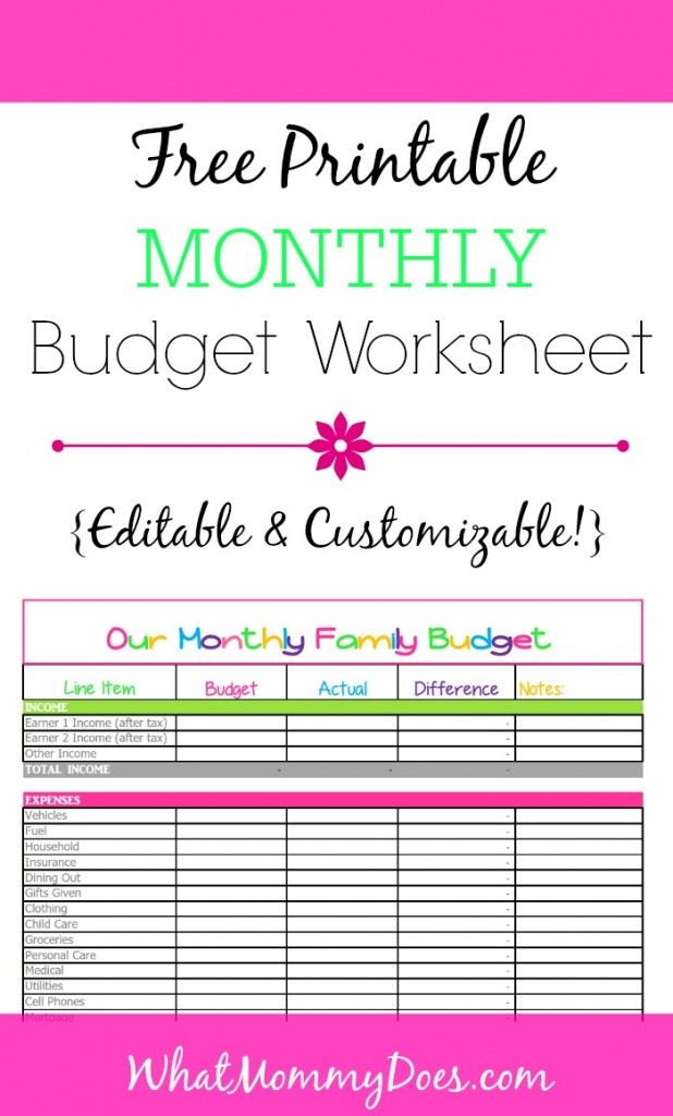 Cute Monthly Budget Printable Free Editable Template Budgeting 