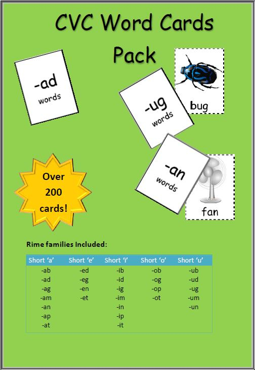 CVC Flash Cards And Word Cards Pack Keep Kids Reading