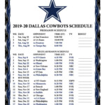 Dallas Cowboys Printable Schedule 2020 2020 Dallas Cowboys Schedule