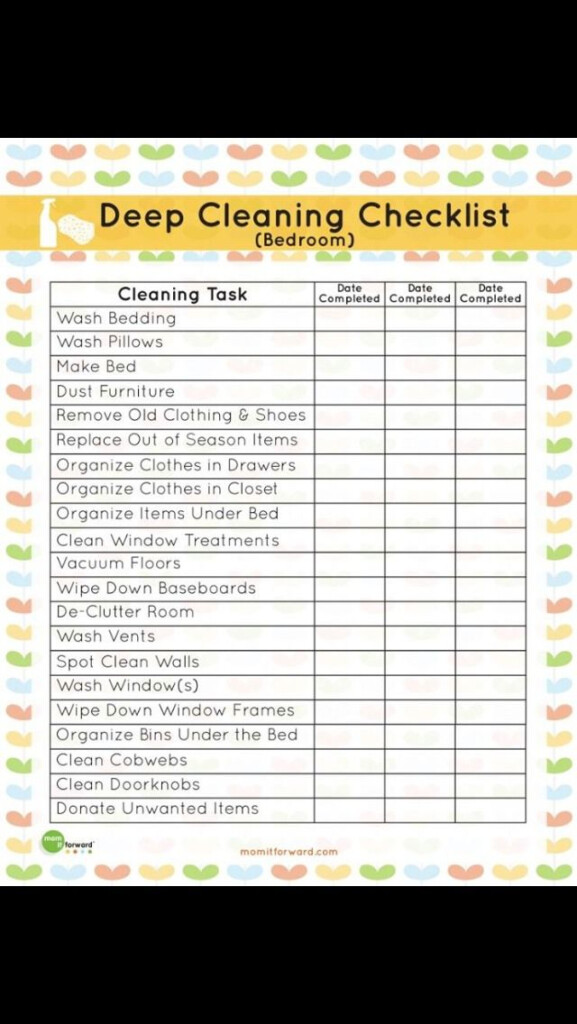 Deep Cleaning Checklist Clean Bedroom Bedroom Checklist Deep 