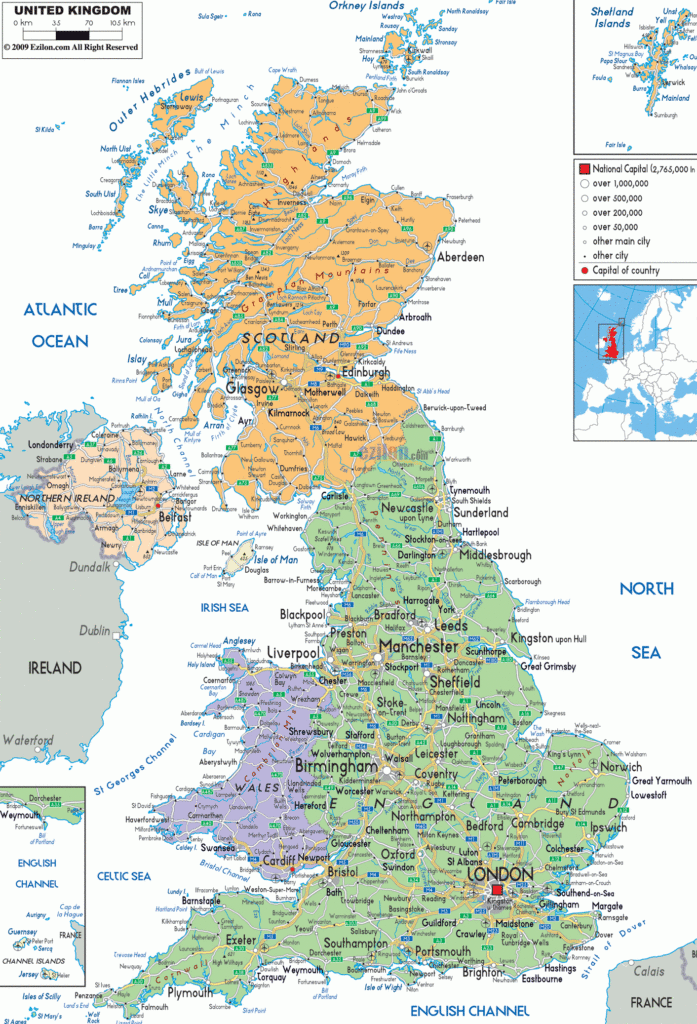 Detailed Political Map Of United Kingdom Ezilon Map - FreePrintable.me