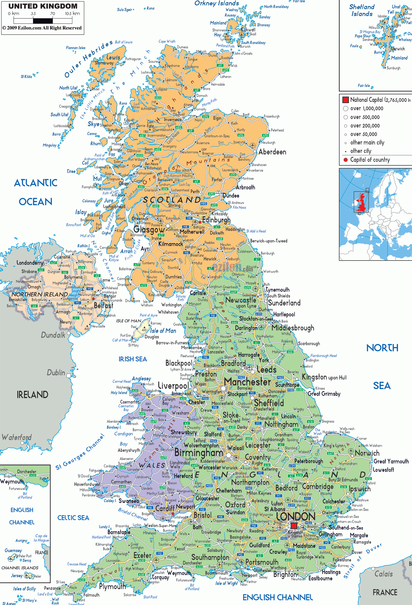 Detailed Political Map Of United Kingdom Ezilon Map