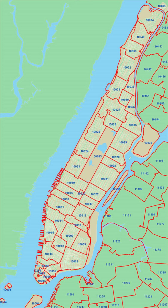 Detailed Zip Codes Map Of New York City New York USA United States 