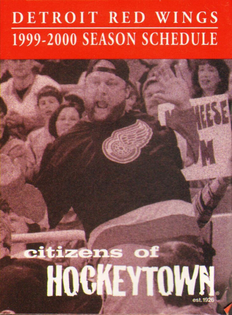 Detroit Red Wings Pocket Season Schedule 1999 2000 Detroit Red Wings 