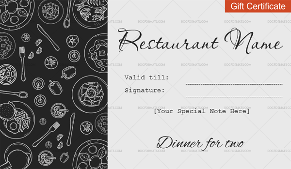 Dinner For Two Certificate Template