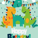 Dinosaur Party Children s Birthday Party Backdrop Custom Green Backdrop
