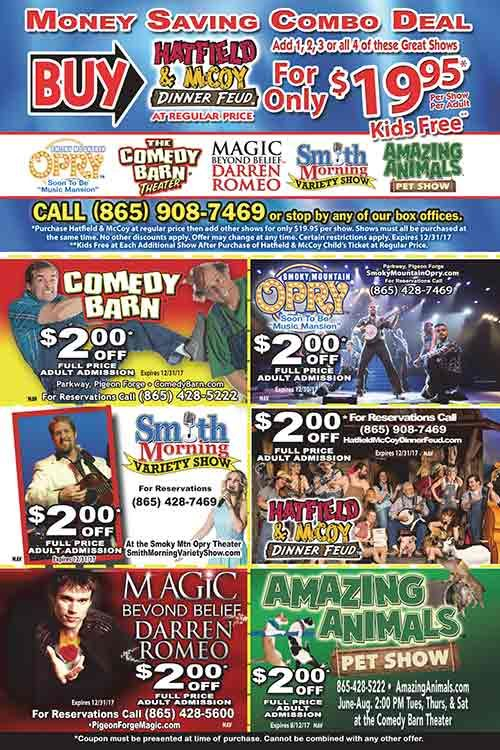 Discount Coupons For The Smoky Mountains Pigeon Forge Discounts 