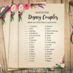 Disney Couples Match Game Printable Boho Bohemian Bridal Shower Love