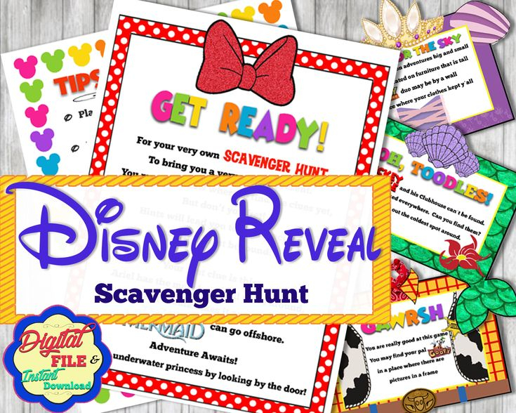 Disney Scavenger Hunt Vacation Reveal Treasure Hunt Clues Etsy In 