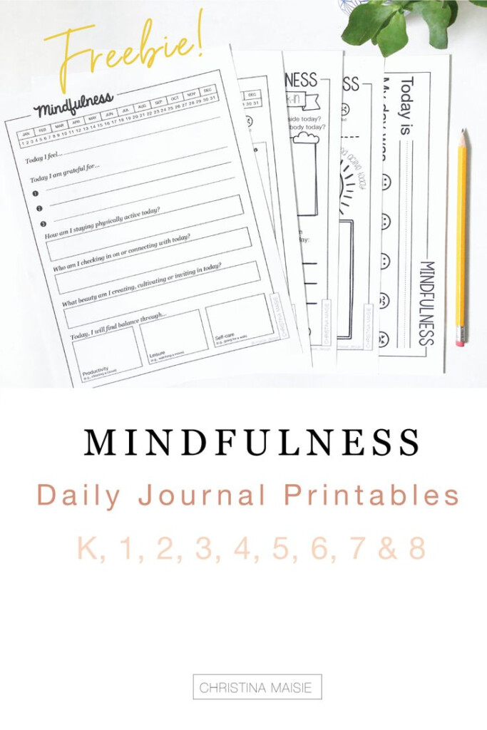 Distance Learning FREE Mindfulness Daily Journal Printables Journal 