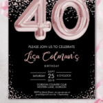 DIY 40th Birthday Pink Foil Balloon Confetti Invitation Printable