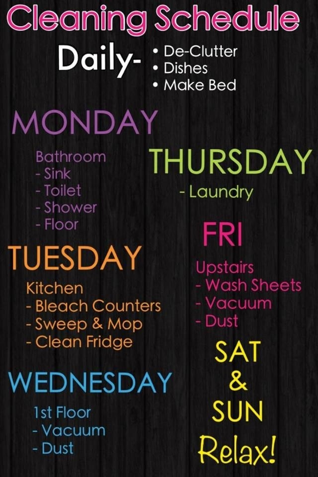 DIY Cleaning Schedule Pictures Photos And Images For Facebook Tumblr 