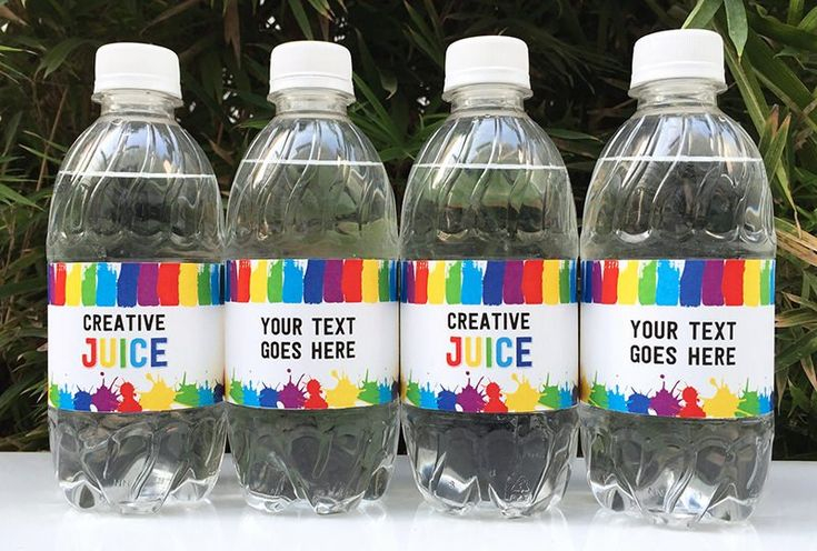 Diy Water Bottle Label Template Awesome Art Birthday Party Theme 