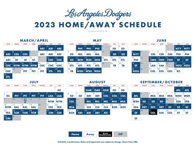 Dodgers 2023 Schedule Yankees Come To Dodger Stadium In Early June