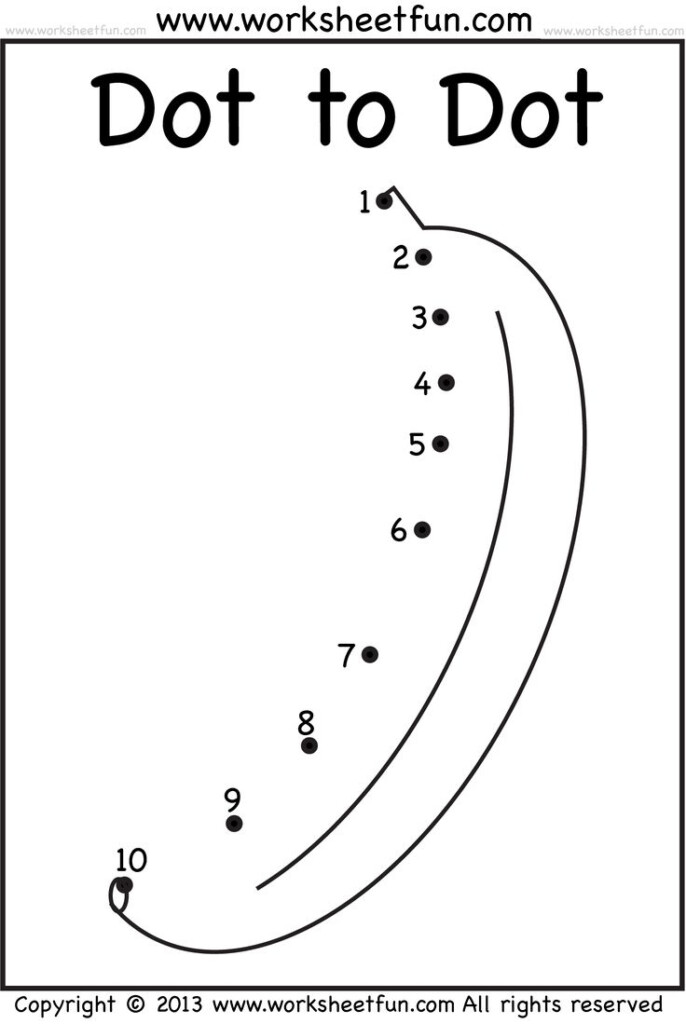 Dot To Dot Numbers 1 10 Eight Worksheets Banana Giraffe 