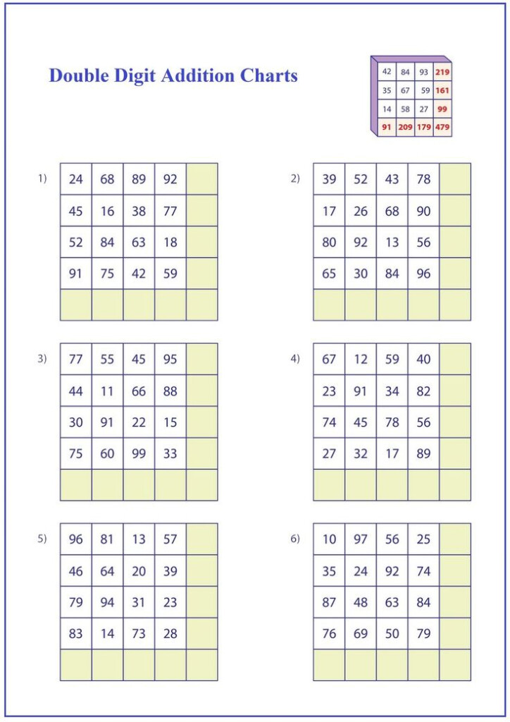 Double Digit Addition Charts Pdf Free Math Worksheets Double Digit 