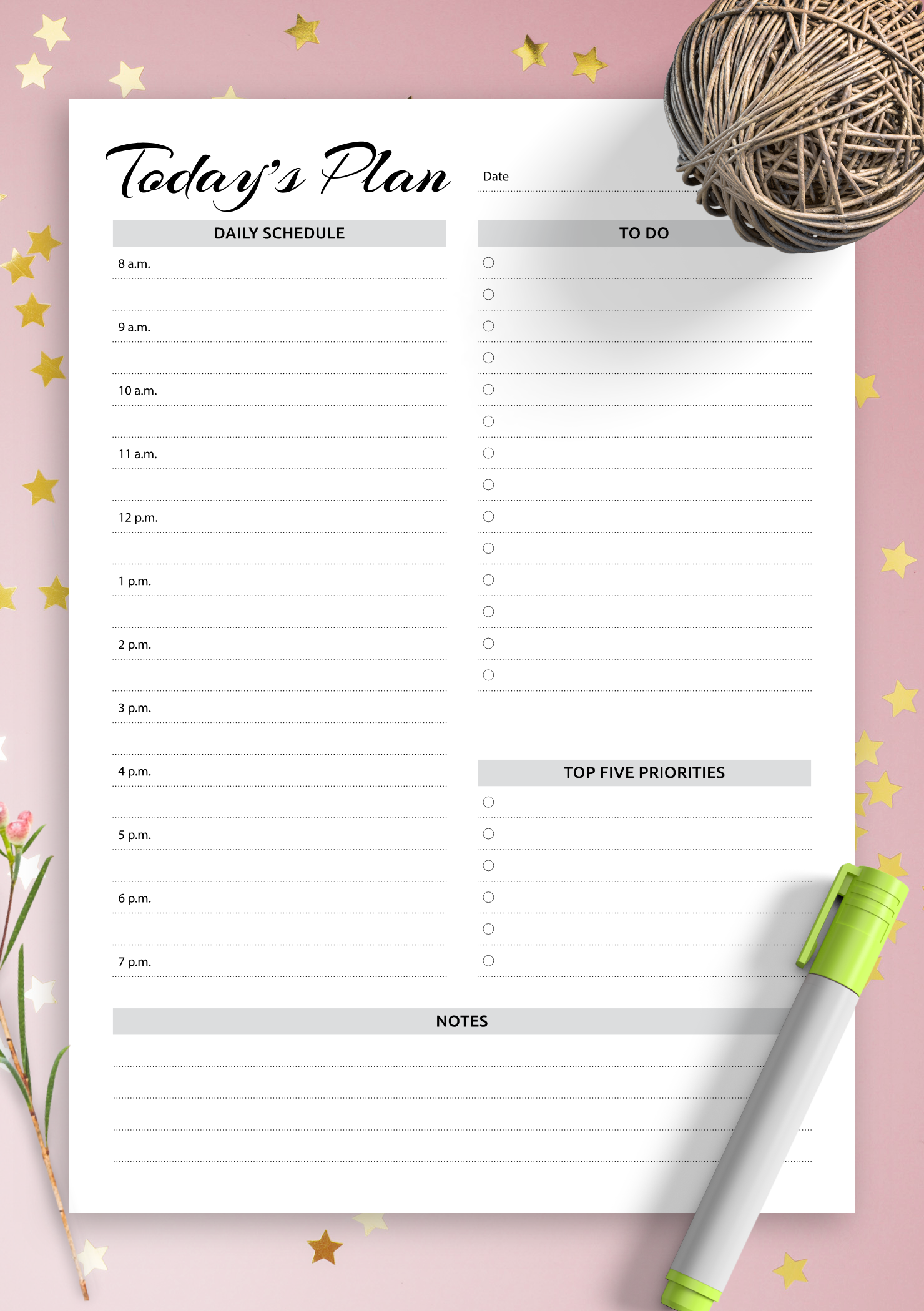 Download Printable Daily Planner With Hourly Schedule To do List AM