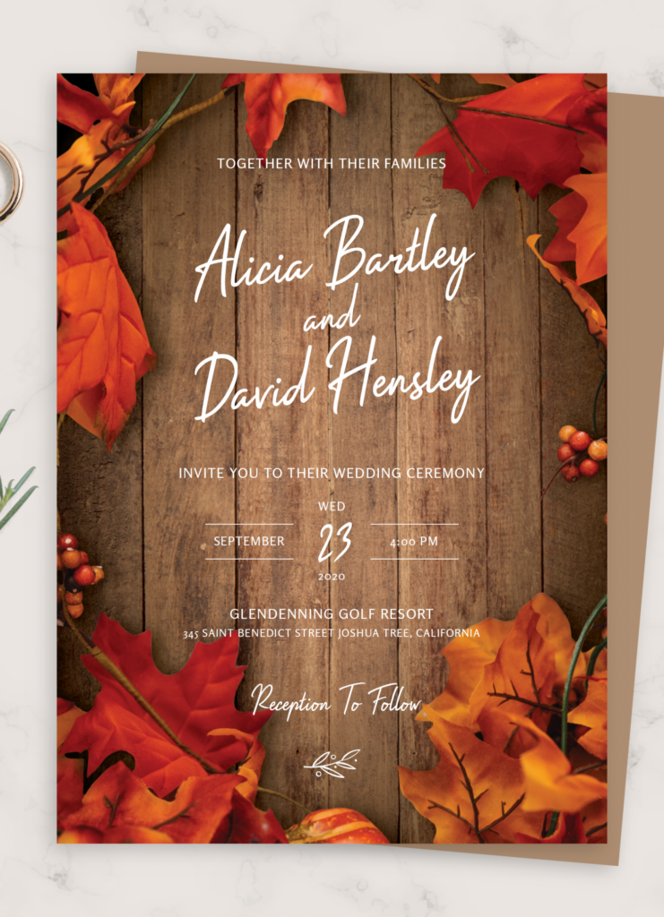 Download Printable Fall Rustic Wedding Invitation PDF