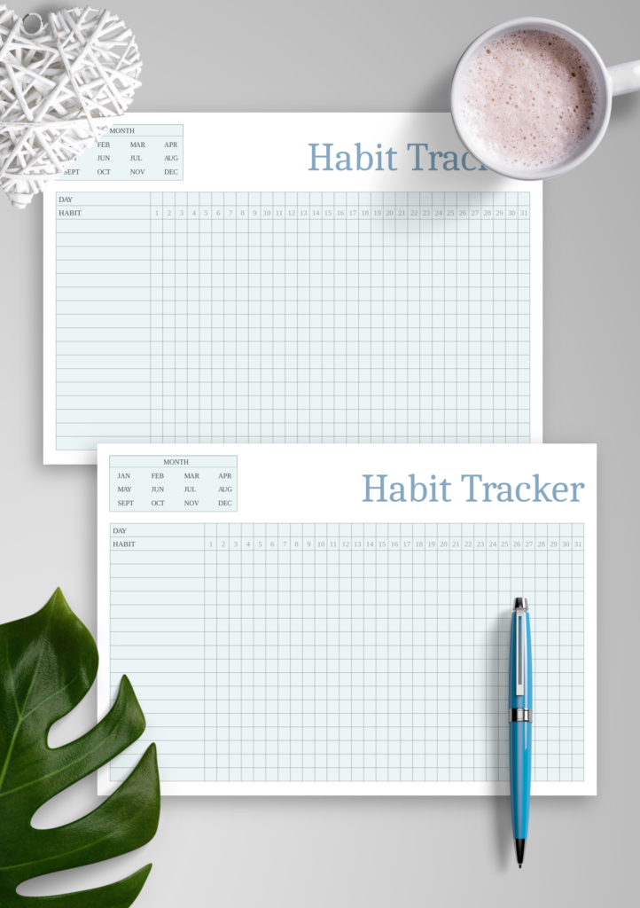 Download Printable Horizontal Habit Tracker Template PDF