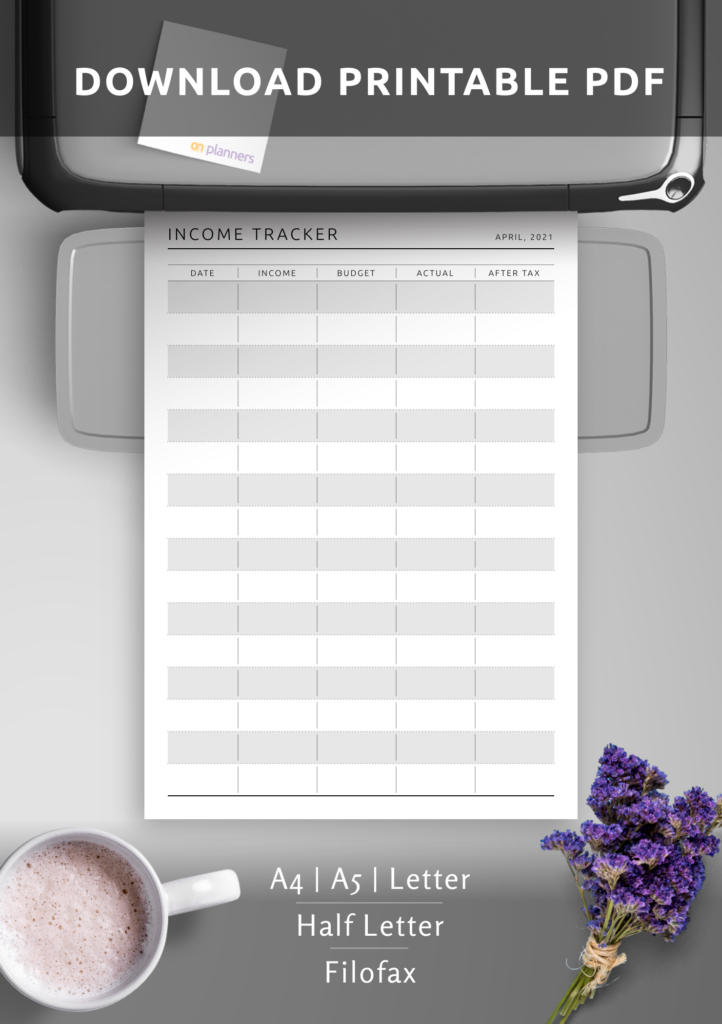 Download Printable Income Tracker Template PDF