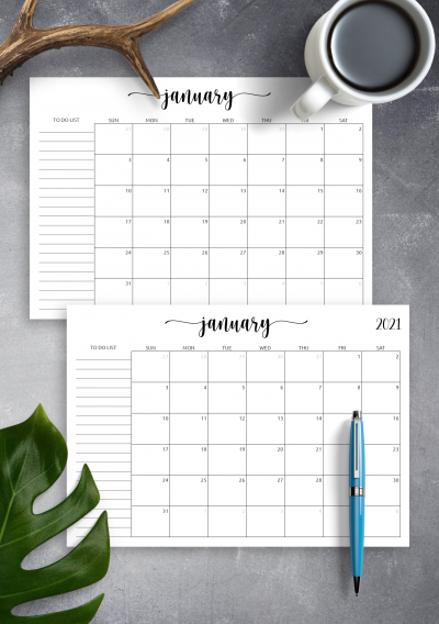 Download Printable Monthly Calendar With To Do List PDF