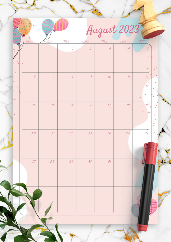 Download Printable Pink Monthly Birthday Calendar PDF