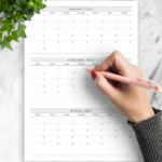 Download Printable Quarterly Calendar Template PDF