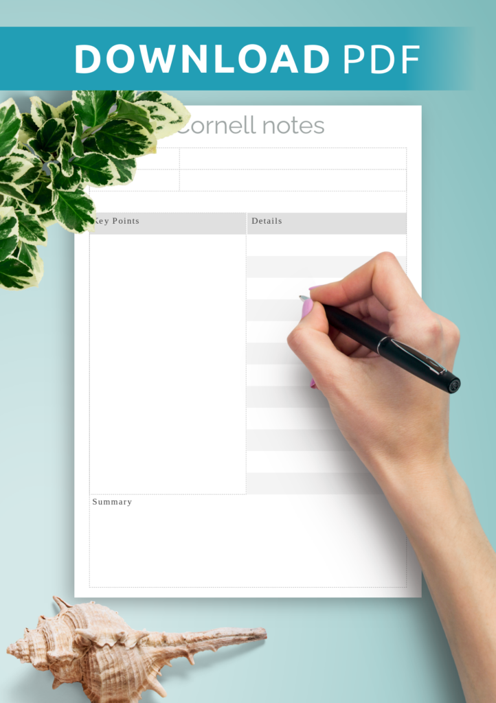Download Printable Simple Cornell Note Taking Worksheet PDF