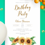 Download Printable Sunflower Women s Birthday Invitation PDF